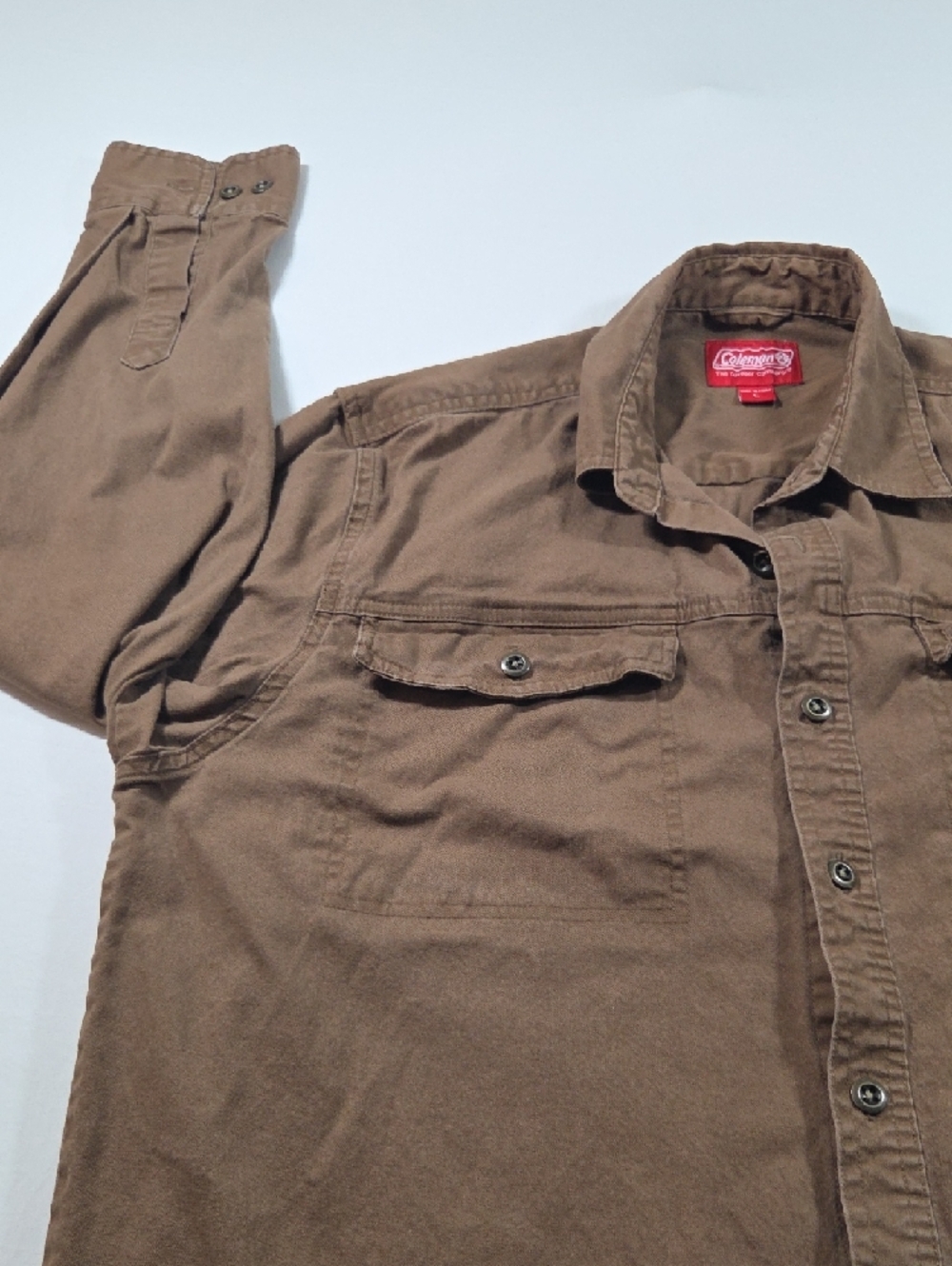 Coleman Men's Long-Sleeve Casual Button Up Shirt Brown Cotton Outdoors Casual - Picture 4 of 10
